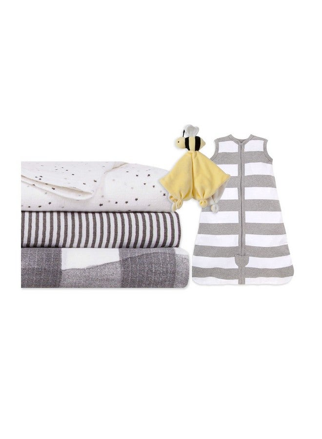 Unisex Baby Gift Set Beekeeper Wearable Blanket 3Pack Muslin Swaddle Blankets & Plush Organic Cotton Essentials Bundle