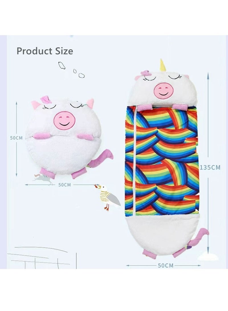 Kids Cartoon Lazy Warm Sleeping Bag. Foldable Cartoon Animal Sleeping Bag.Suitable for Children Playing and Camping