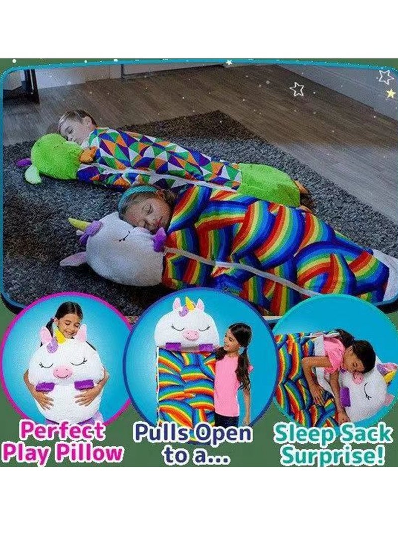 COOLBABY Kids Cartoon Lazy Warm Sleeping Bag Foldable Cartoon Animal Sleeping Bag Suitable For Children Playing And Camping