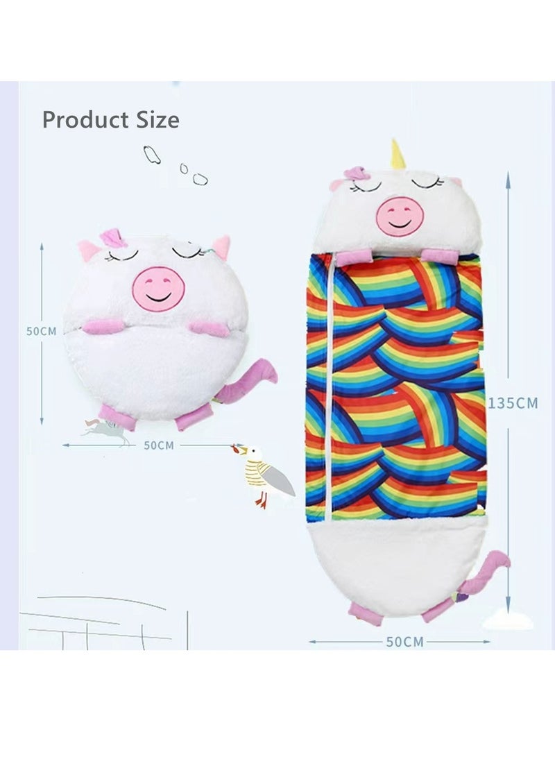 COOLBABY Kids Cartoon Lazy Warm Sleeping Bag Foldable Cartoon Animal Sleeping Bag Suitable For Children Playing And Camping