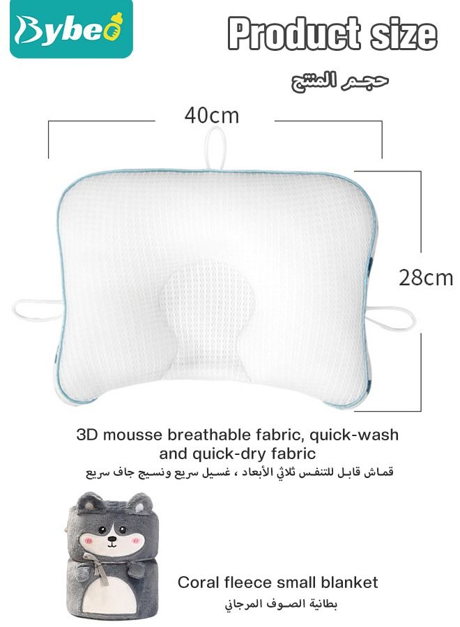 Baby Newborn Nursing Sleeping Pillow with Flannel air conditioning blanket, Toddler Boys and Girls Breathable Lightweight Shaping Pillows Multifunctional Infant Head Support for Kids Infants Superhigh