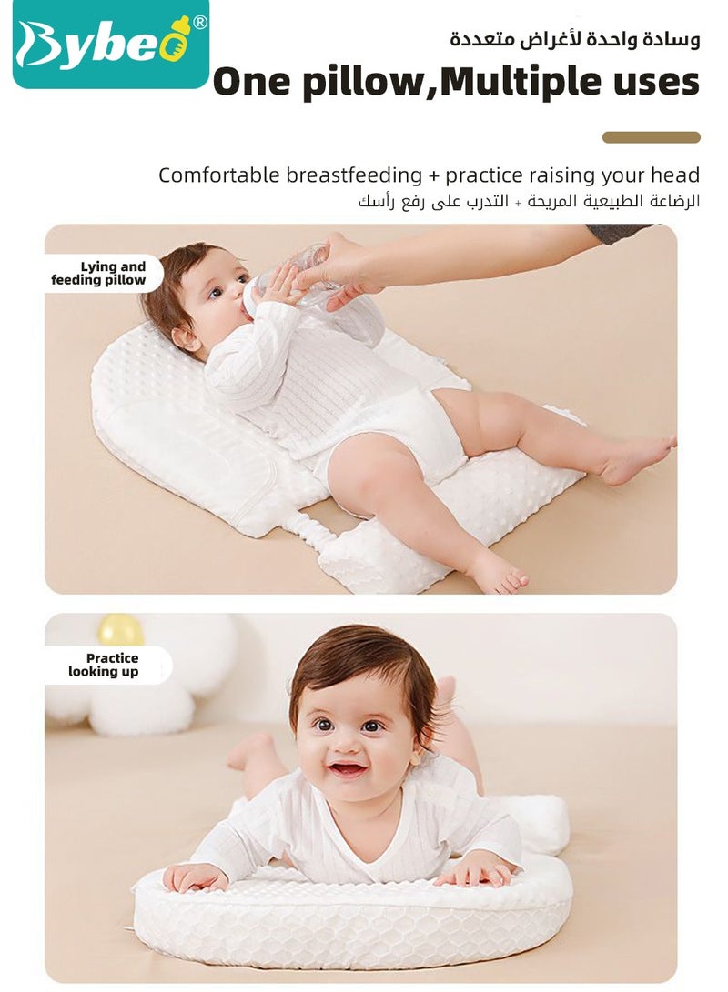 Baby Nursery Pillow, Removeable Breastfeeding Pillows, Toddler Bedding, Anti vomit Milk Babies Crib Wedge Headrest for Newborn and Infant,  15-30 Degree Adjustable Incline for Better Night's Sleep