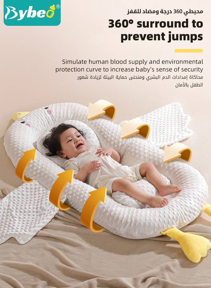 3 Pcs Multifunctional Baby Nest For Sleeping, Baby Sleeping Nest with Head Shaping Pillow and Foot Cushion