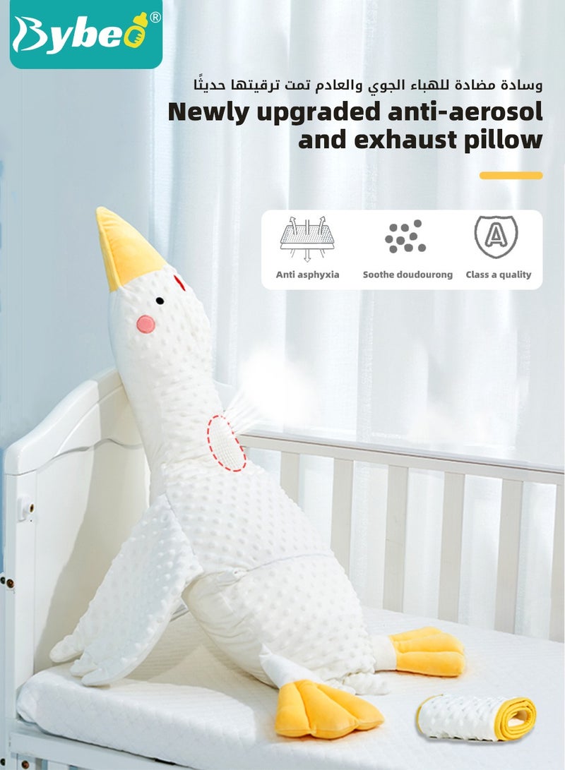 Baby Exhaust Pillow, Breathable and Soft Toddler Nursery Pillows, Infant Soothing Doll, for Sleeping and Relief of Flatulence, in the Shape of A Large White Goose