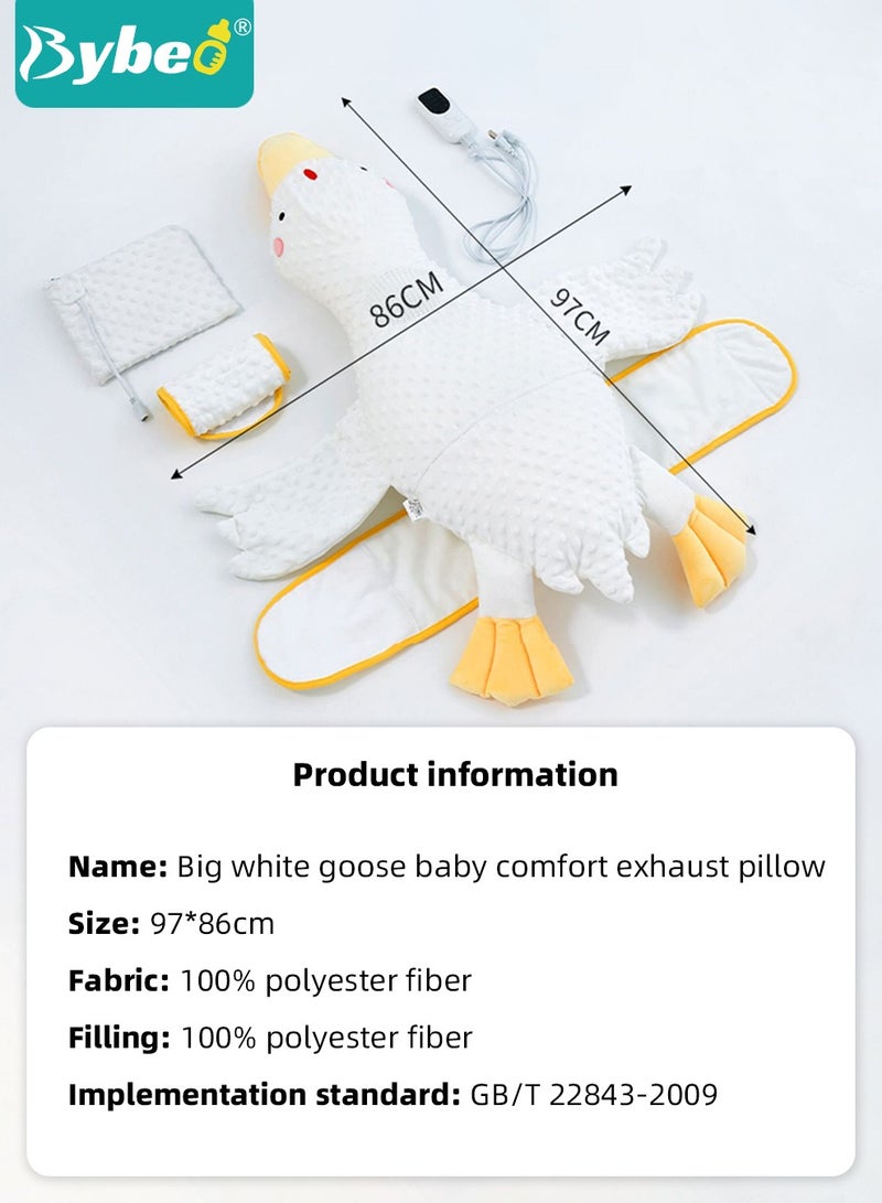 Baby Exhaust Pillow, Breathable and Soft Toddler Nursery Pillows, Infant Soothing Doll, for Sleeping and Relief of Flatulence, in the Shape of A Large White Goose