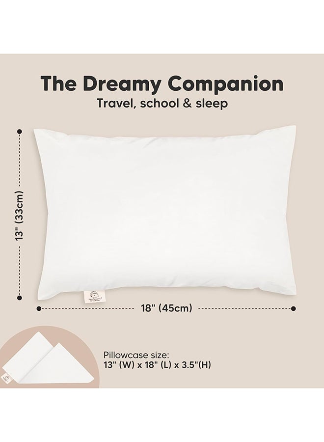 Toddler Pillow With Pillowcase - 13X18 My Little Dreamy Pillow, Organic Cotton Toddler Pillows For Sleeping (Soft White)