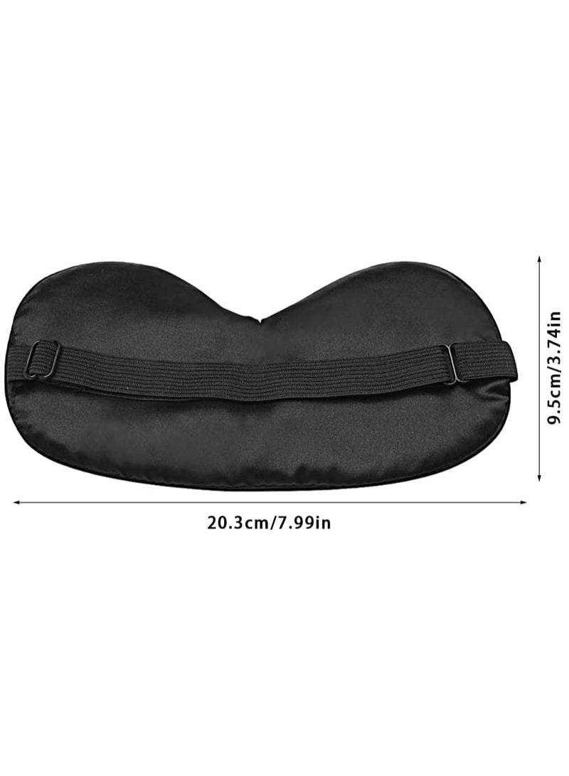 2 Pack Natural Silk Sleep Mask Pure Eye Mask Sleeping Blind Fold with Adjustable Strap Comfortable Eye Sleep Shade Super Smooth Eye Covers Stocking Stuffers for Women Men Black