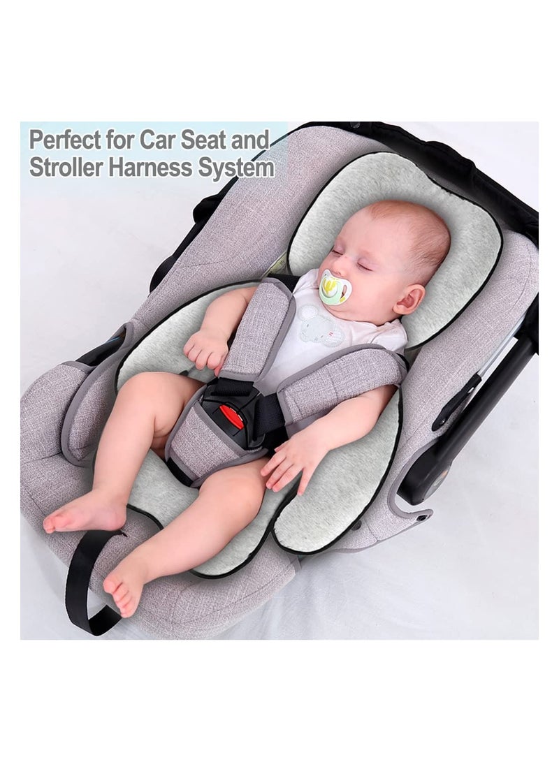 Baby Stroller Full Body Seat Cushion, Infant Head & Body Support Cushion, Toddler Extra Soft Seat Pad Neck Support, Baby Car Seat Insert for Newborn and Toddler 0-12 Month (Grey)