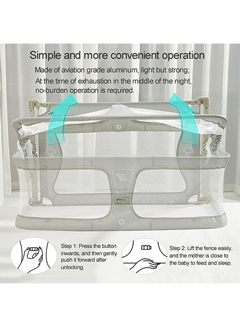 Baby Bedside Sleeper 3 in 1 Folding Portable Crib breathable and visible mesh window aluminum alloy