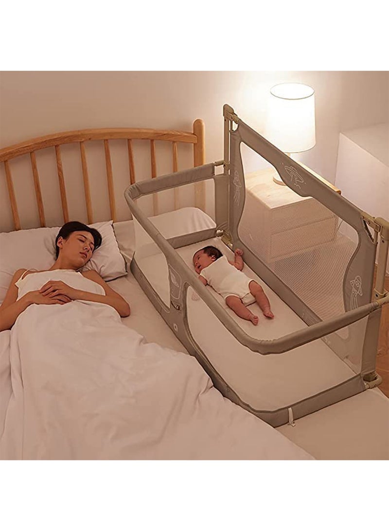 Baby Bedside Sleeper 3 in 1 Folding Portable Crib breathable and visible mesh window aluminum alloy