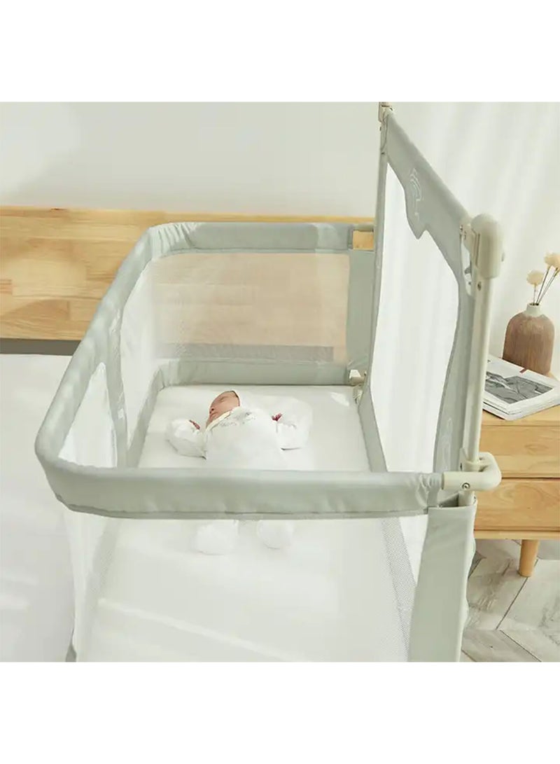 3 in 1 Baby Bedside Sleeper Folding Portable Crib in-Bed Co-sleeper breathable and visible Aluminum Alloy