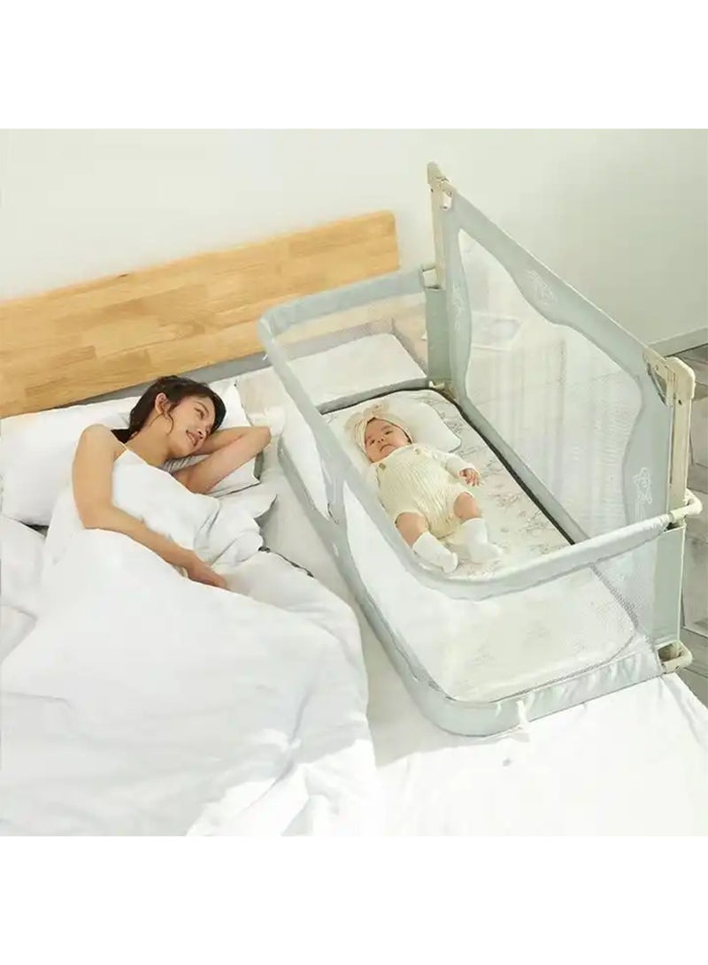 3 in 1 Baby Bedside Sleeper Folding Portable Crib in-Bed Co-sleeper breathable and visible Aluminum Alloy