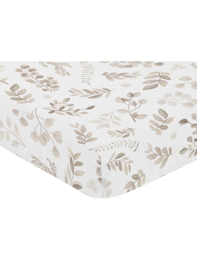 Floral Leaf Boy Or Girl Fitted Crib Sheet Baby Or Toddler Bed Nursery Gender Neutral Beige Taupe White Gender Neutral Boho Watercolor Botanical Flower Woodland Tropical Garden