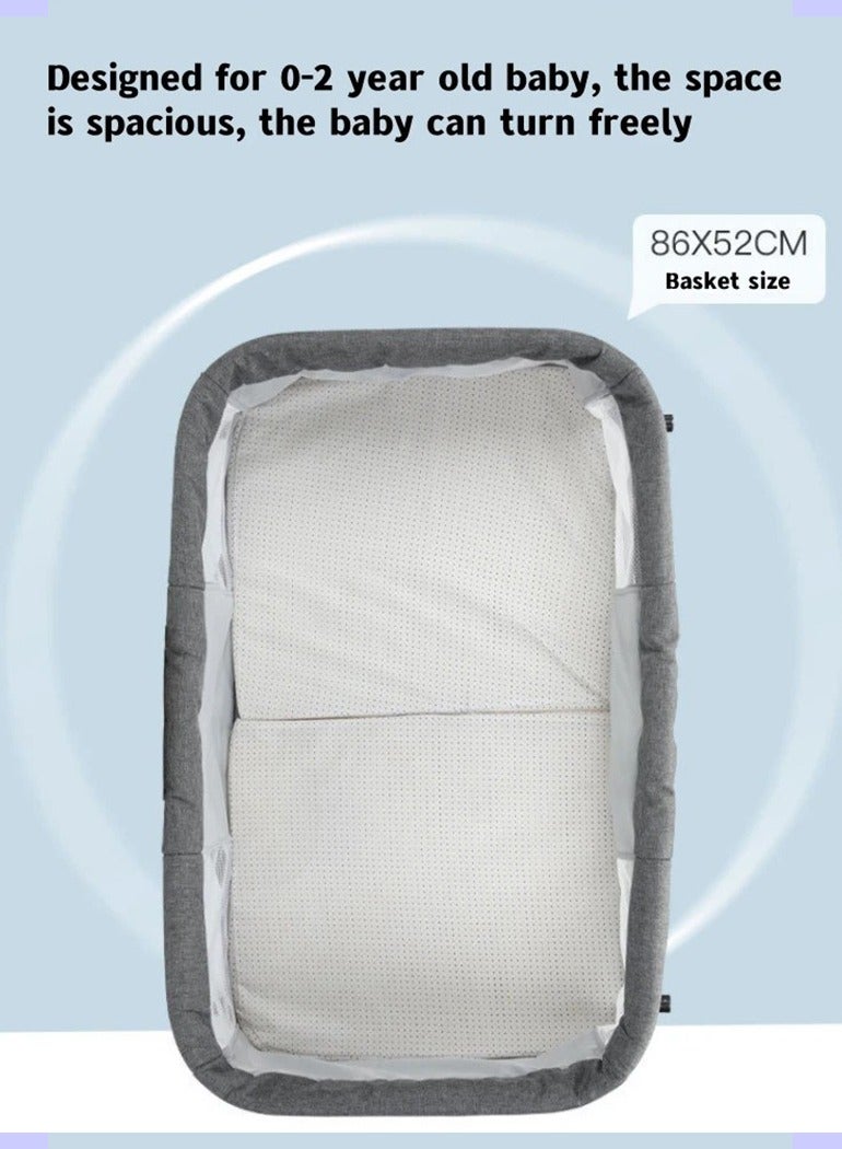 3 in 1 Portable Baby Bassinets Rocking Cradle Bed Bedside Sleeper Crib with Breathable Net and Mattress