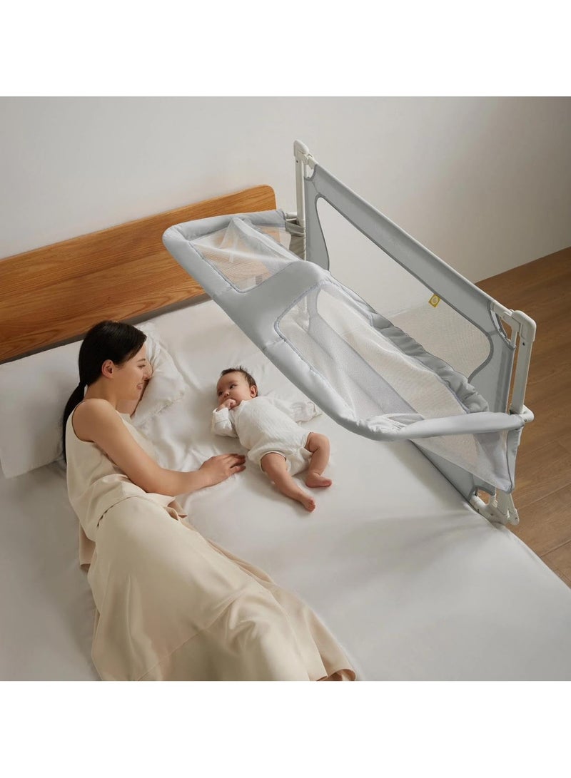 Yameem 3-in-1 Baby Bedside Sleeper,Breathable Mesh Baby Crib with Easy Attachment to Parent's Bed,Bedside Sleeper,Portable Crib (White)