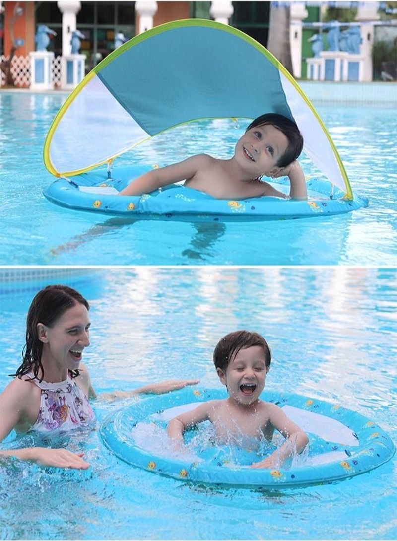 Swim Ring With Shade Awning Swimming Pool Float Toy For 0-3 Years