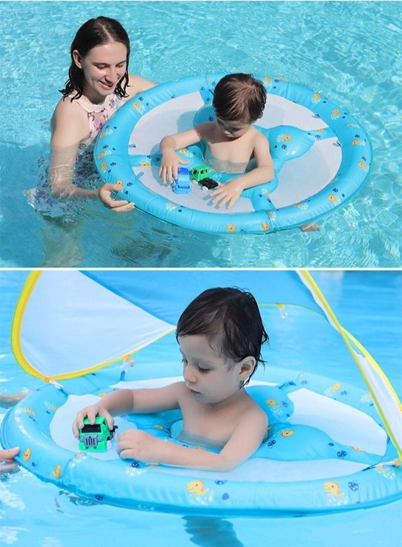 Swim Ring With Shade Awning Swimming Pool Float Toy For 0-3 Years