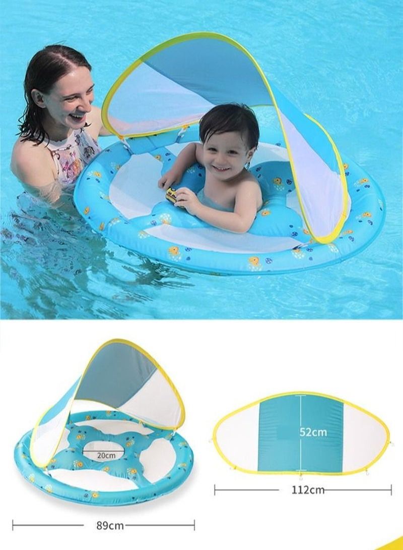 Swim Ring With Shade Awning Swimming Pool Float Toy For 0-3 Years