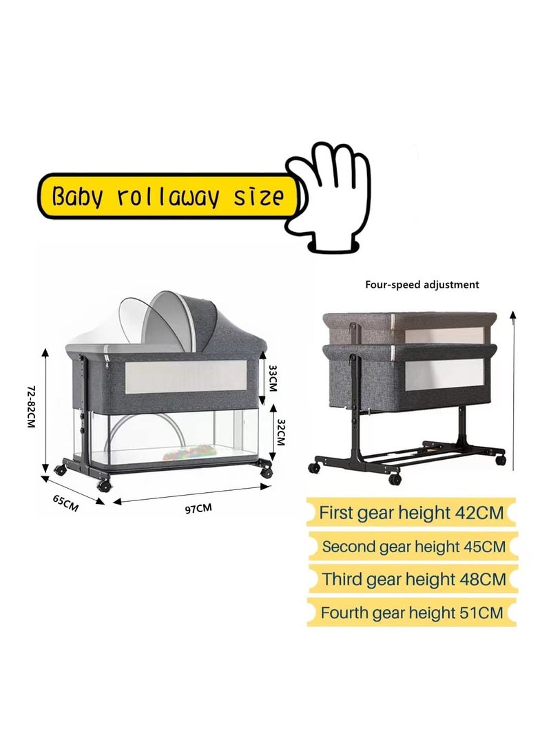 Portable Foldable Crib Bed With Wheels