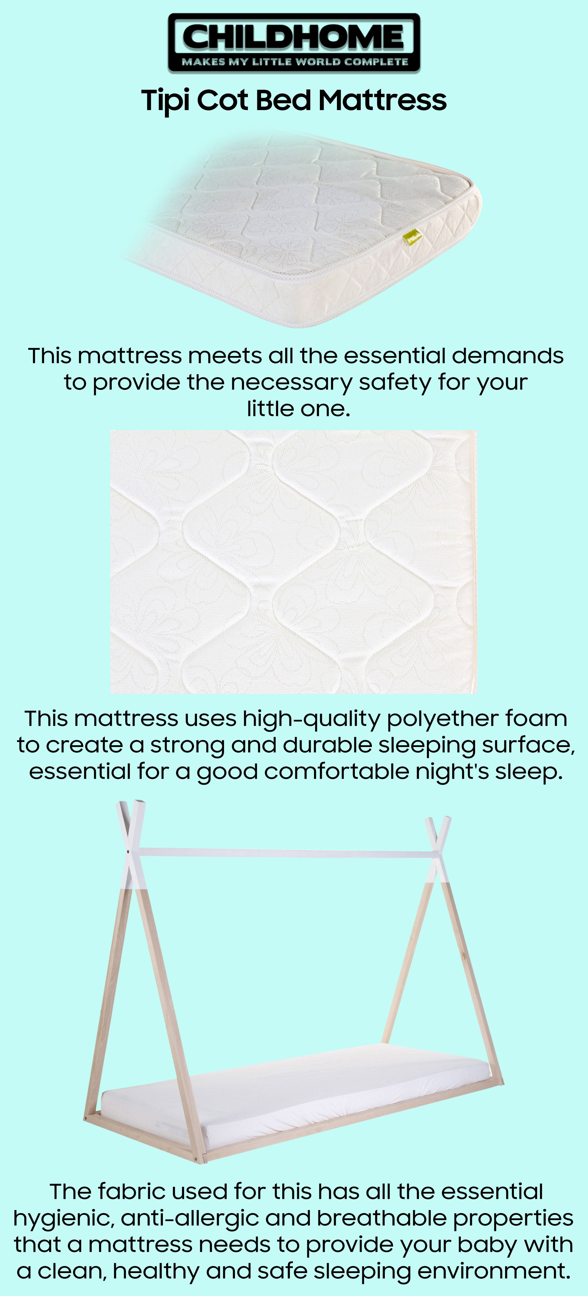 Tipi Cot Bed Mattress - Off-White