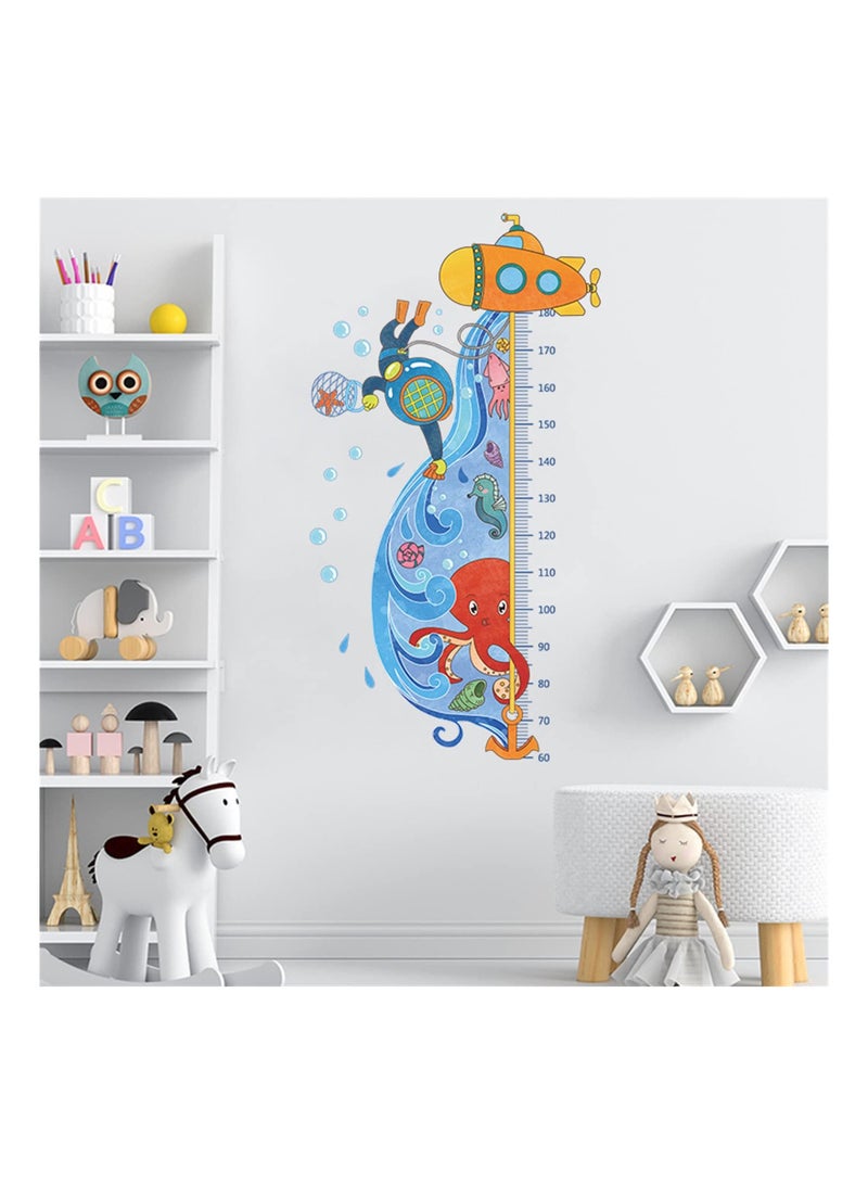 Outer Space Kids Height Growth Chart Wall Stickers Decals Peel and Stick Removable for Baby Toddler Nursery Living Room Bedroom Decor