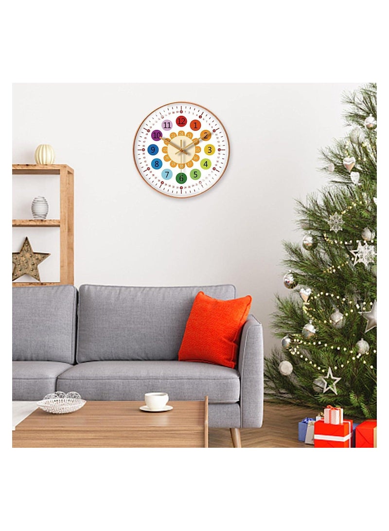 Learning Clock for Kids, Telling Time Teaching Clock, Kids Room Wall Decor, Silent Non Ticking Analog Battery Operated Room, Bedrooms, Playroom, School
