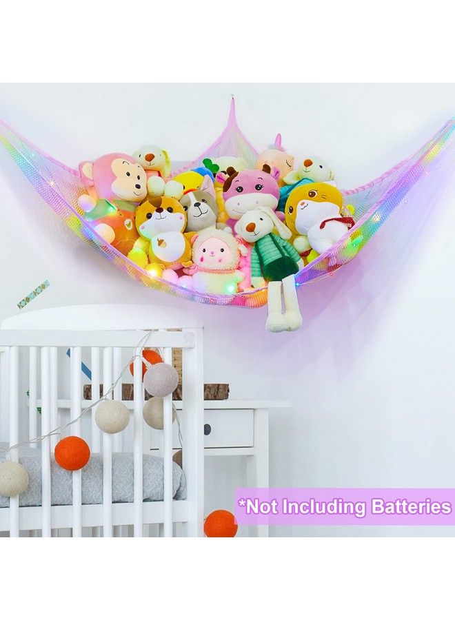 Stuffed Animals Net Or Hammock With Led Light Hanging Toy Net Hammock For Stuffed Animals Storage Stuff Animals Hammocks For Nursery Kids Room With Remote Control 8 Kinds Of Lights Rainbow