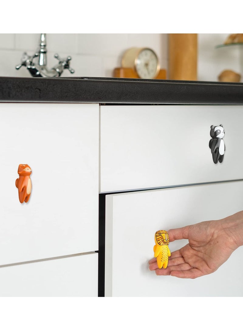 Cute Animal Knobs, 5 Pieces Drawer Pulls Ceramic Knobs Cabinet Kids Dresser Nursery Handles Cupboard for Room Bedroom Bathroom Kitchen