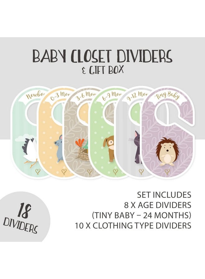 Baby Closet Dividers & Baby Clothes Organizer 18 X Baby Clothes Closet Dividers Neutral Hangers (Boy & Girl) Size & Age Baby Clothes Dividers Cozy Hedgehog