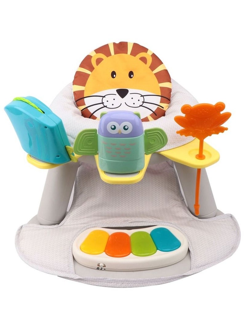 2-In-1 Dining Chair/Toddler Play Seat With Pedal - Piano -White