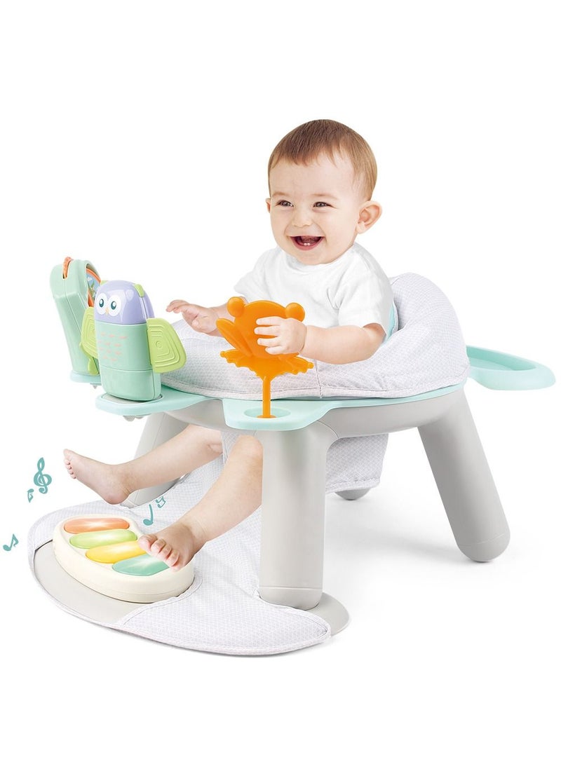 2-In-1 Dining Chair/Toddler Play Seat With Pedal - Piano -White
