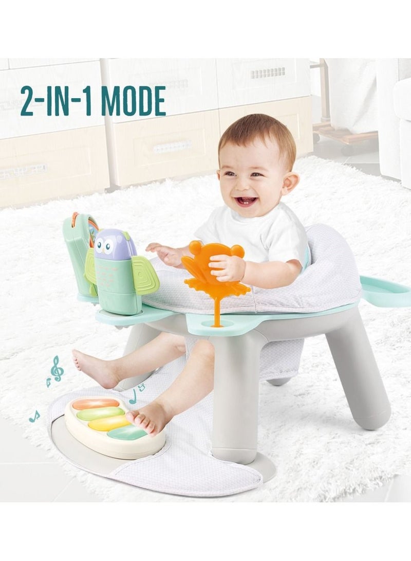 2-In-1 Dining Chair/Toddler Play Seat With Pedal - Piano -White