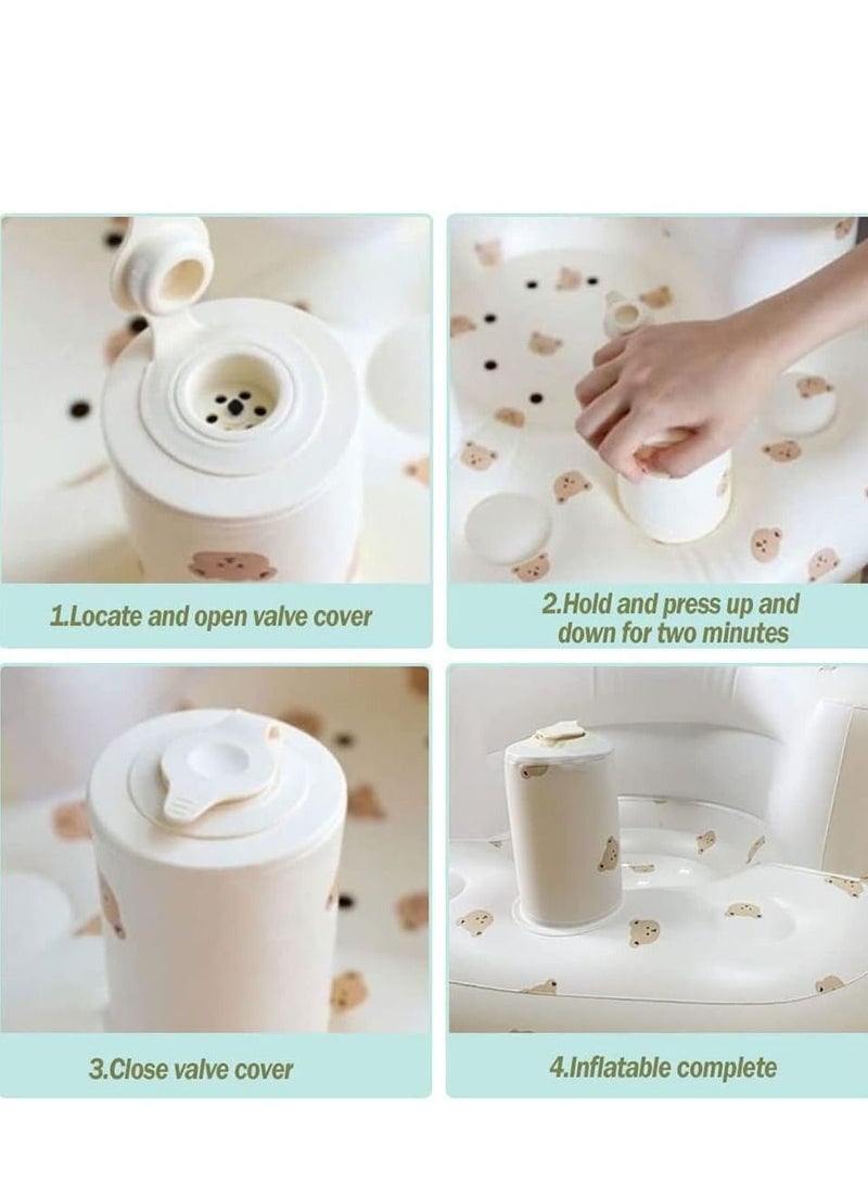 Built In Air Pump Infant Back Support Baby Inflatable Sofa Seat 3 To 36 Month, Bear Head