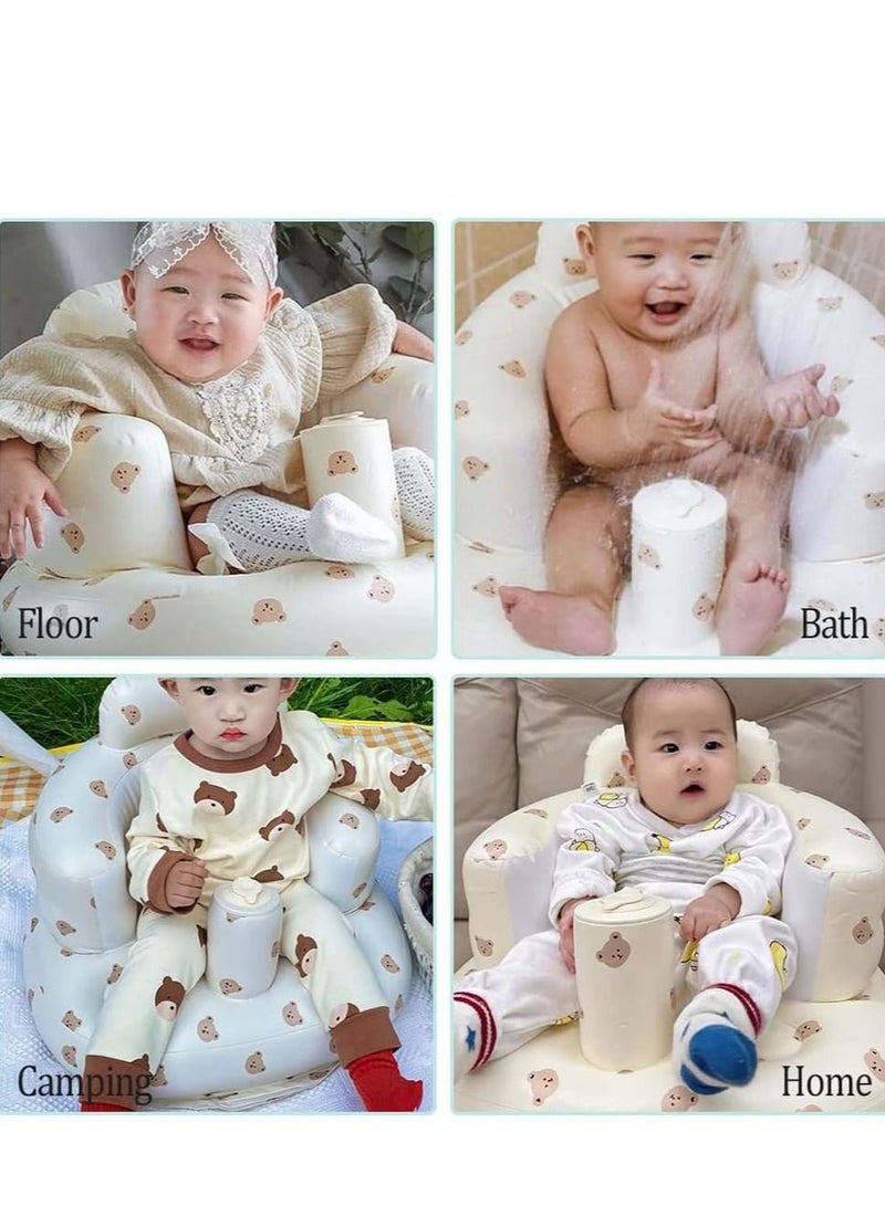 Built In Air Pump Infant Back Support Baby Inflatable Sofa Seat 3 To 36 Month, Bear Head
