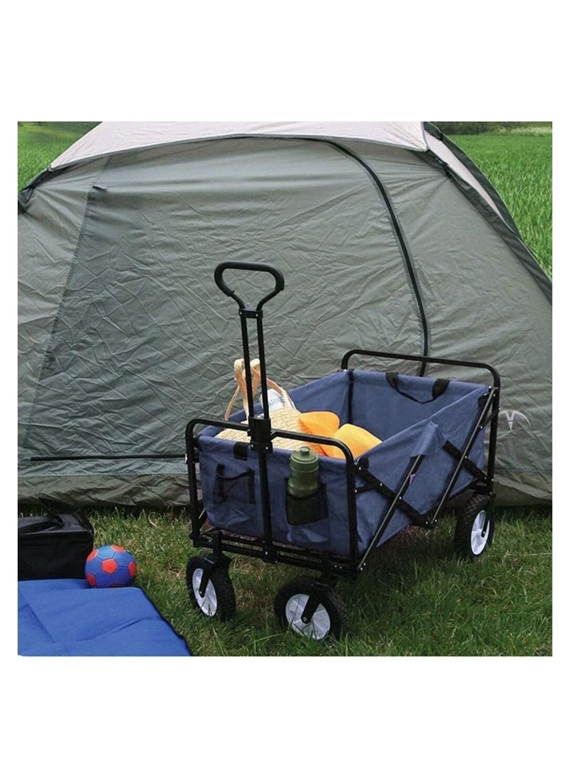 Collapsible Folding Outdoor Utility Wagon-Dark blue