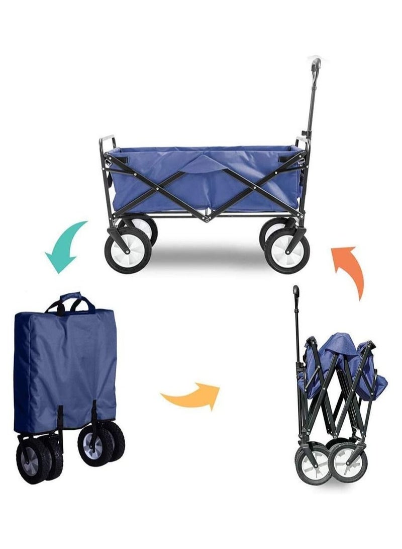 Collapsible Folding Outdoor Utility Wagon-Dark blue