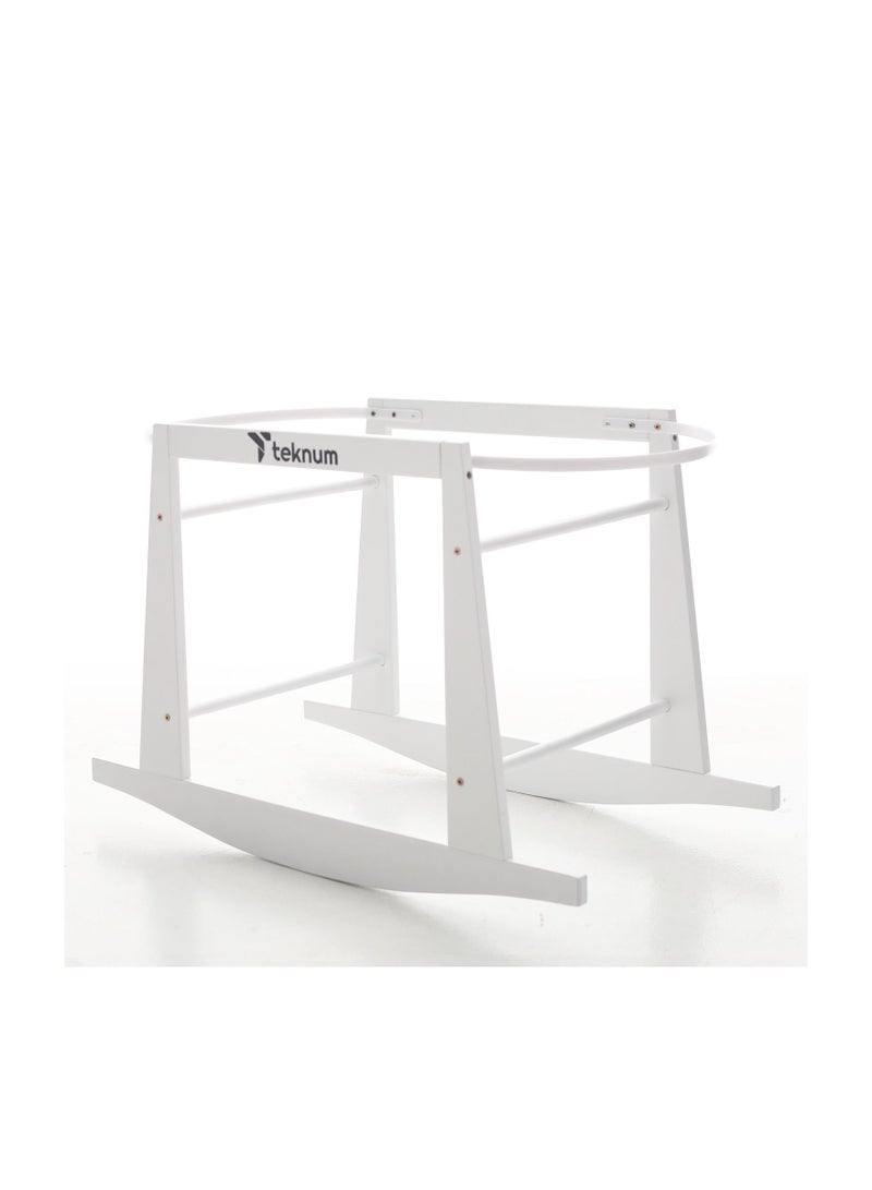 Wicker Pod Moses Basket Rocker Stand With Adjustable Straps - White