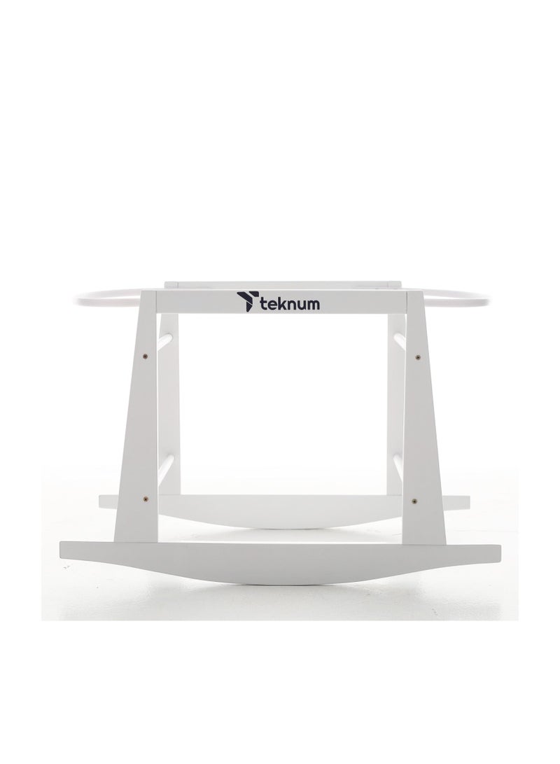 Wicker Pod Moses Basket Rocker Stand With Adjustable Straps - White