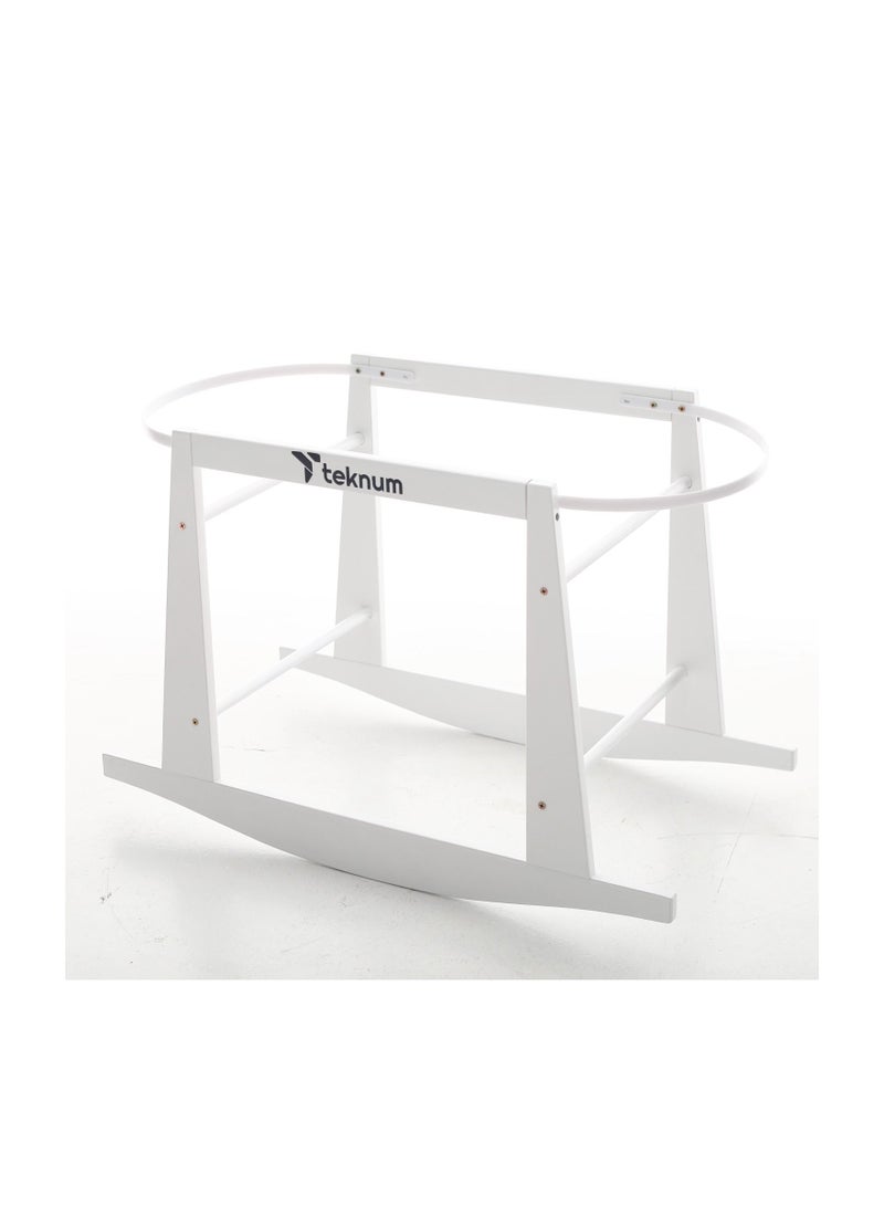 Wicker Pod Moses Basket Rocker Stand With Adjustable Straps - White