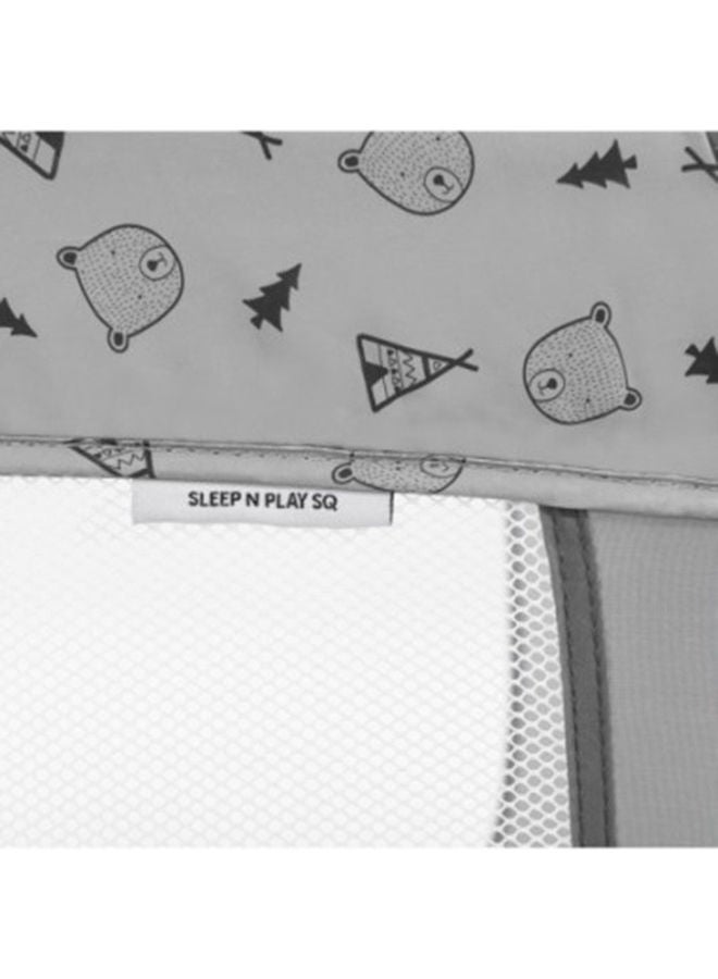 Sleep N Play Sq Playpen Travel Cot For Babies And Children From Birth To 15 Kg, Square 90 X 90 Cm, Compact Foldable Includes Carry Bag - Nordic Grey