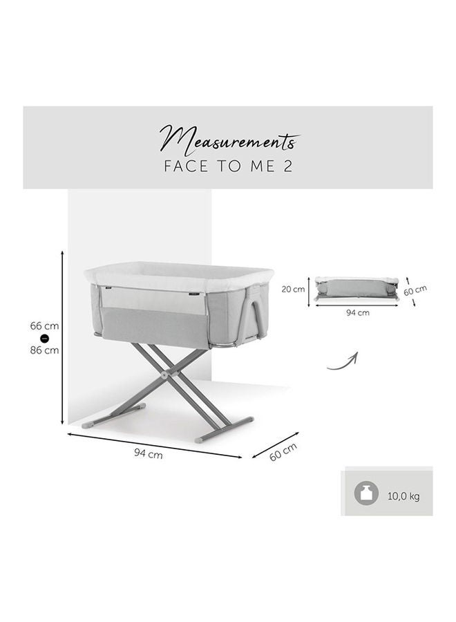 Face To Me 2 Bedside Travel Cot, Melange Grey