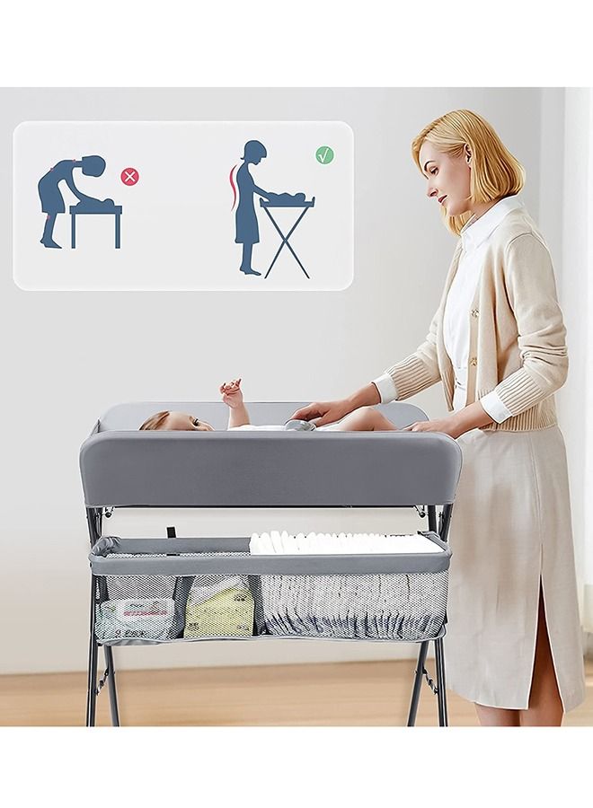 4 - In - 1 Diaper Changing Table Organizer - Grey