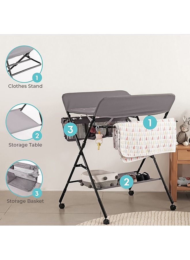 4 - In - 1 Diaper Changing Table Organizer - Grey