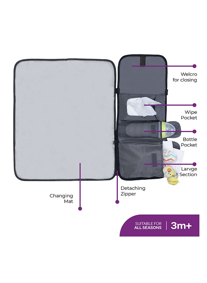 MOON Portable Diaper Changing Station Waterproof Foldable Baby Travel Changing Bag Kit - Black Twill