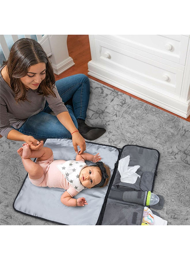 MOON Portable Diaper Changing Station Waterproof Foldable Baby Travel Changing Bag Kit - Black Twill