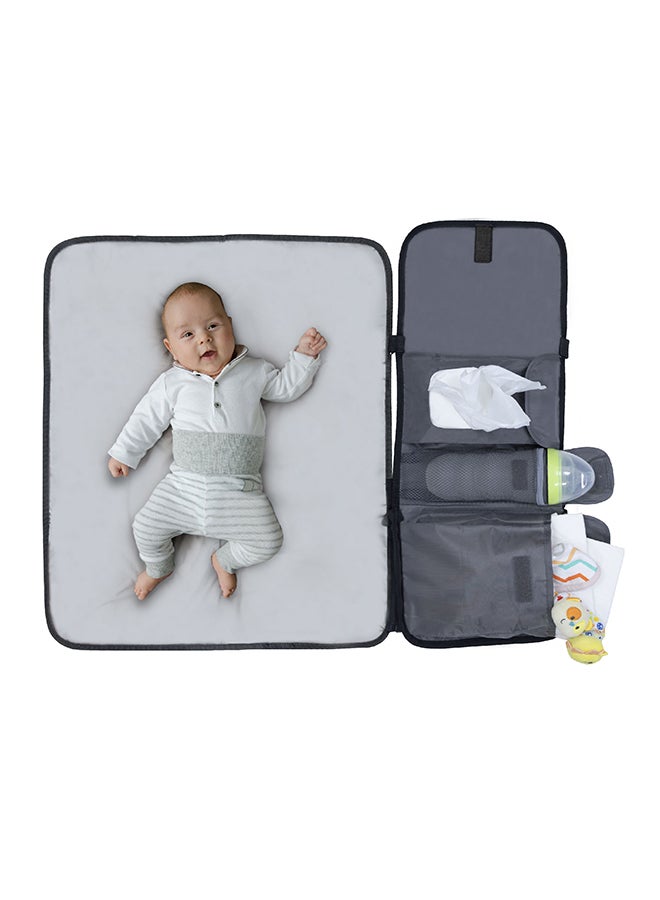 MOON Portable Diaper Changing Station Waterproof Foldable Baby Travel Changing Bag Kit - Black Twill