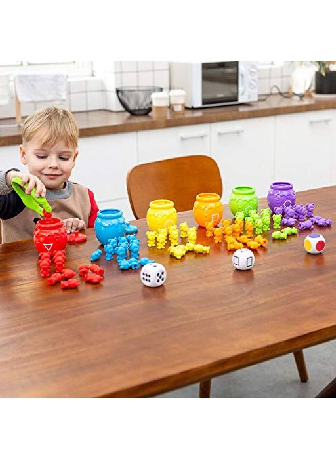 Playact Counting Sorting Bears Toy Set With Matching Sorting Cups Toddler Game For Preschool Learning Color Recognition Stem Educational Toy72 Bears Fine Motor Tool Dice And Activity Book