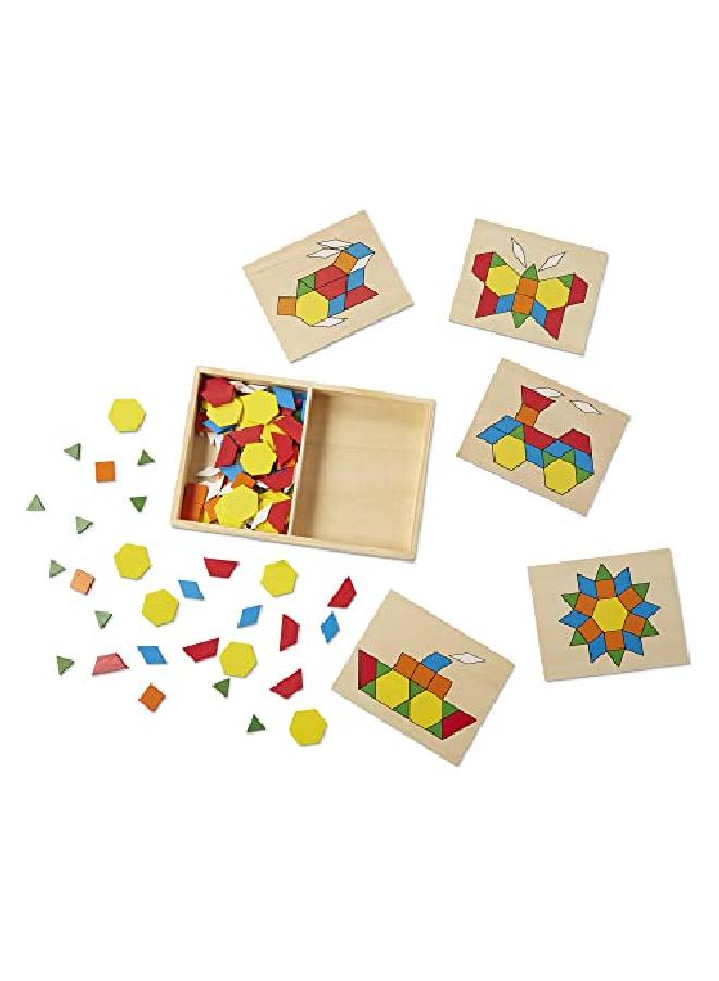 Pattern Blocks And Boards Classic Toy With 120 Solid Wood Ss And 5 Doublesided Panels Multicolored