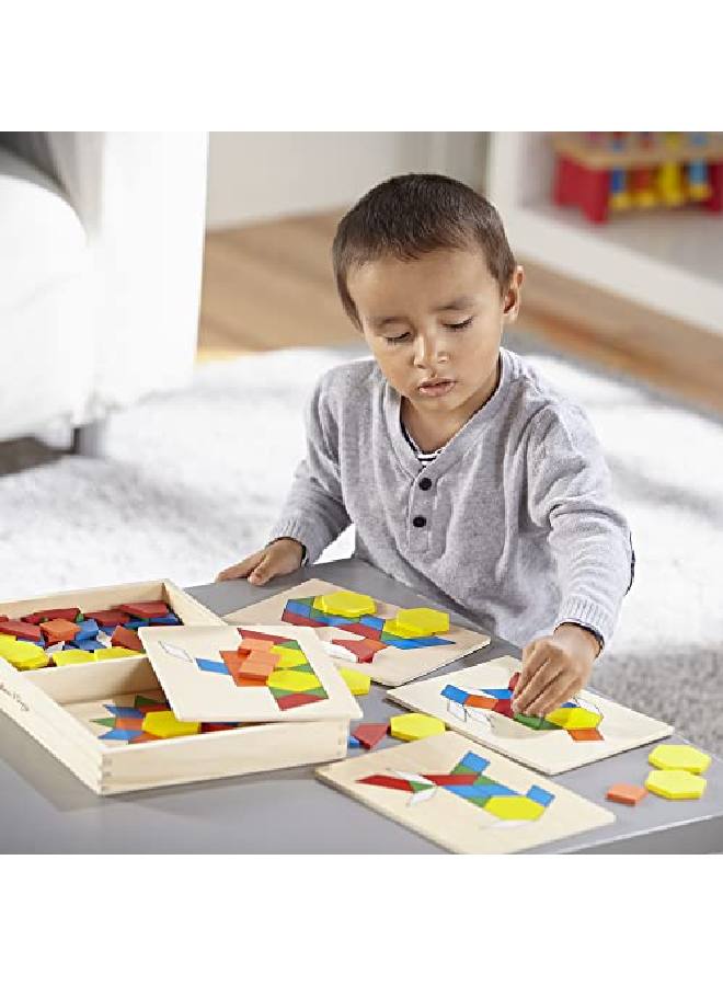 Pattern Blocks And Boards Classic Toy With 120 Solid Wood Ss And 5 Doublesided Panels Multicolored