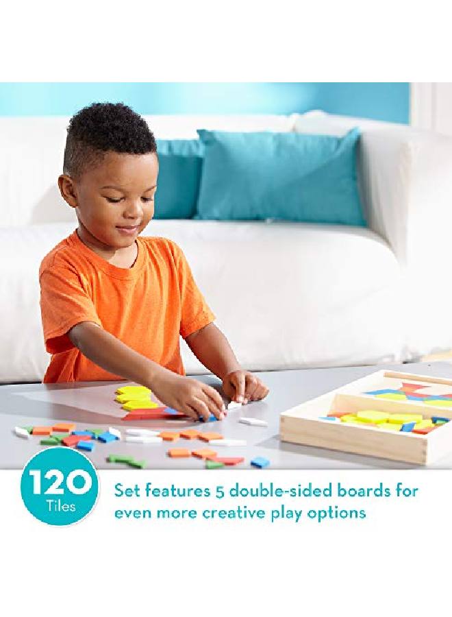 Pattern Blocks And Boards Classic Toy With 120 Solid Wood Ss And 5 Doublesided Panels Multicolored